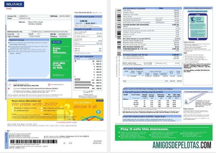 Para baixar modelo Word e PDF de projeto de lei de serviços públicos de energia da India Reliance, 2 páginas